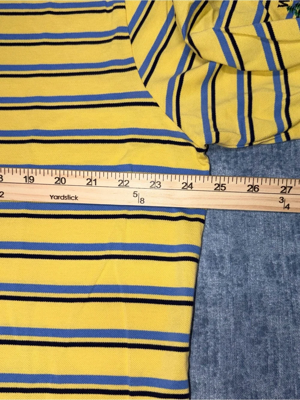 Ralph Lauren Yellow Polo with Navy & White Stripes